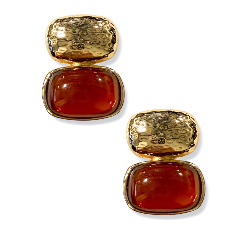 On The Move Brown Square Drop Earrings