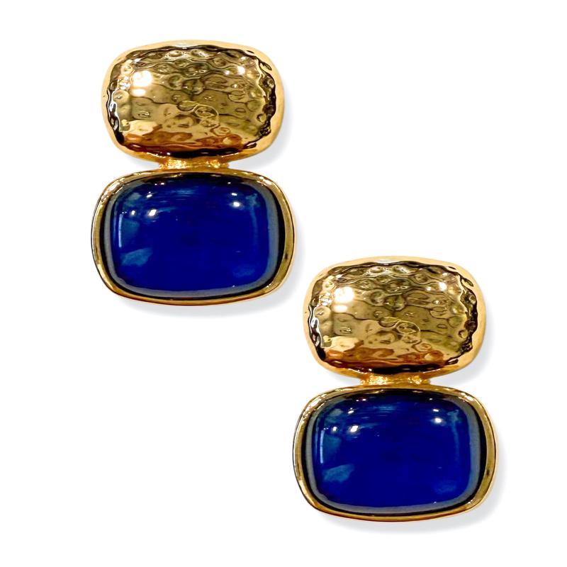 On The Move Navy Square Drop Earrings