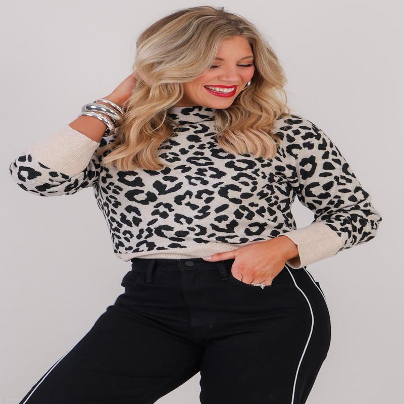 Sanctuary Leopard Print Long Sleeve Sweater