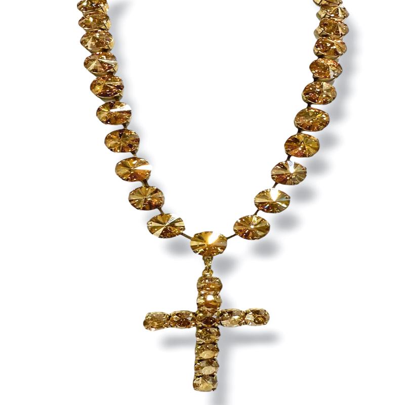 TOVA Donatella Caramel Cross Necklace
