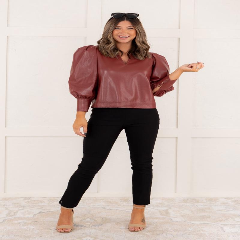 Hampton Faux Leather Top | Emily McCarthy - FINAL SALE