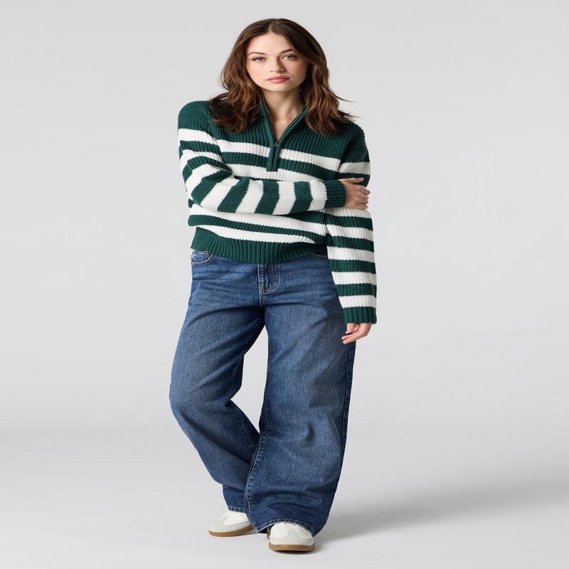 Jean rigide taille haute  jambe large lav fonc