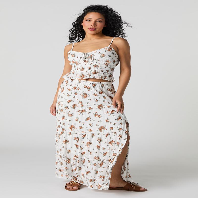 Jupe maxi volante fleurie