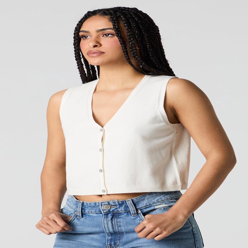 Knit Button Front Vest