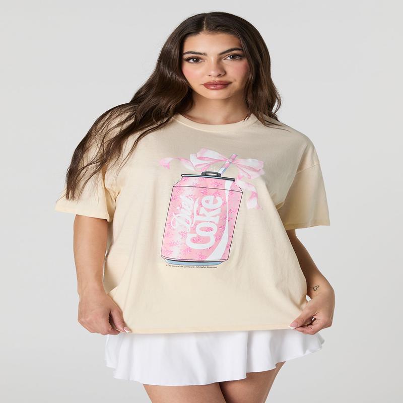 Pink Diet Coke Graphic Boyfriend T-Shirt