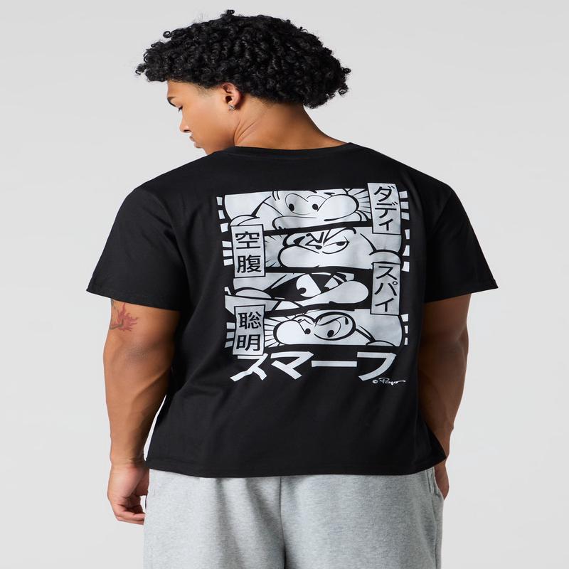 Smurf Cartoon Graphic Boyfriend T-Shirt