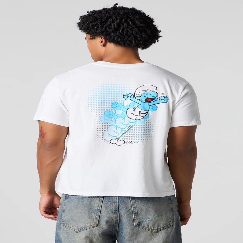 T-shirt coupe garonne  imprim Smurf