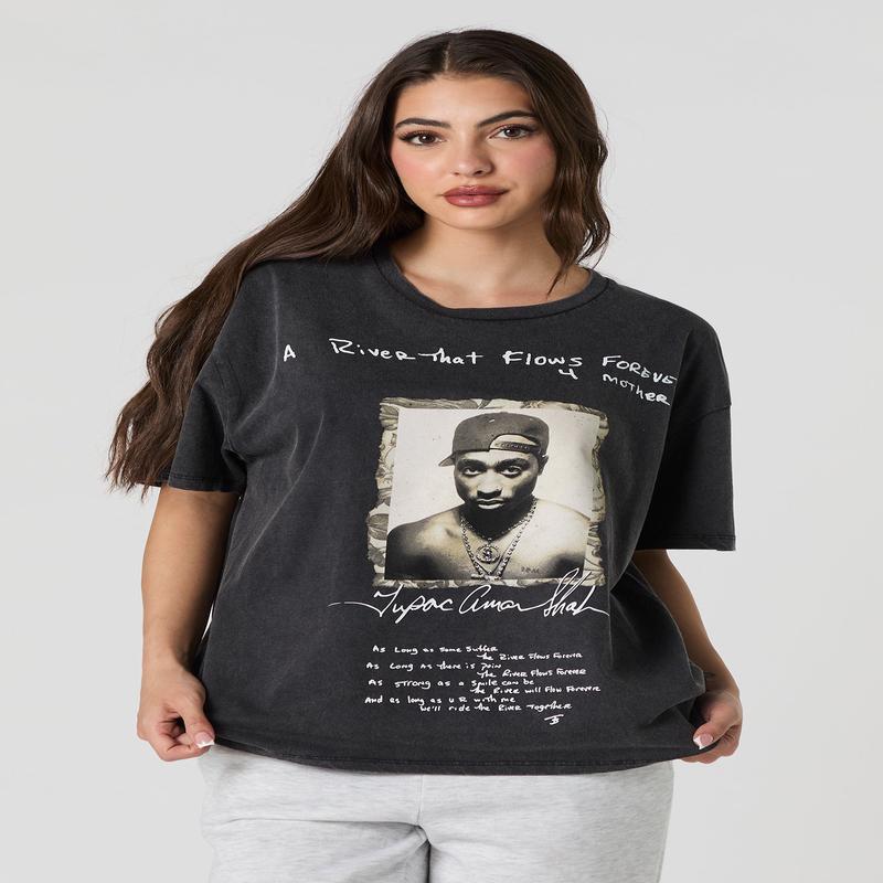 T-shirt coupe garonne  imprim Tupac