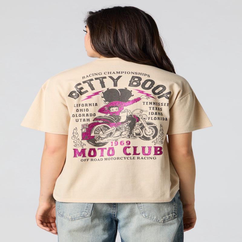 Betty Boop Moto Club Graphic Boyfriend T-Shirt