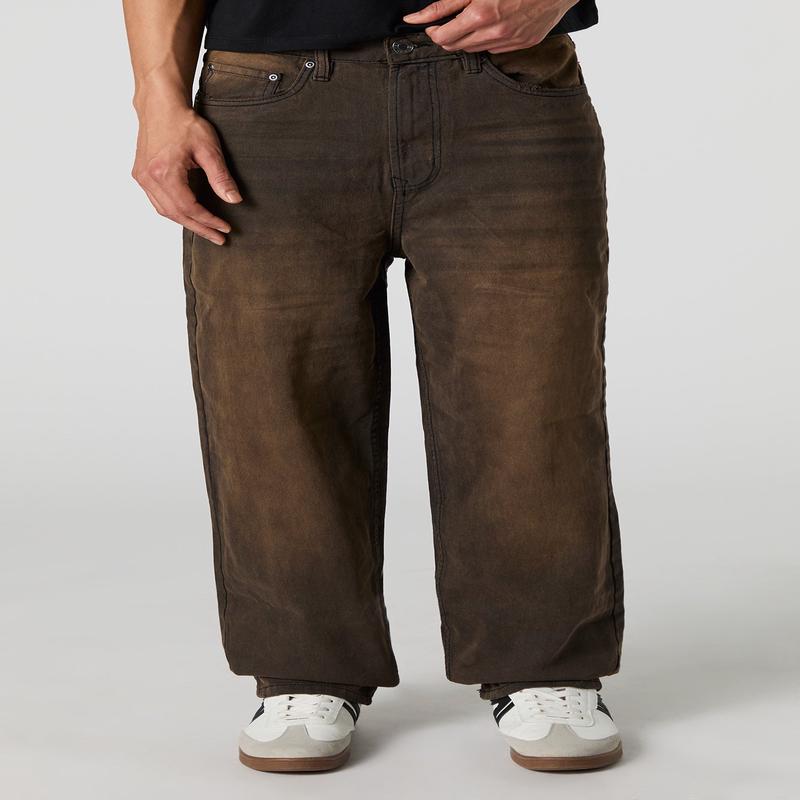 Jean baggy rigide  jambe large lav noir