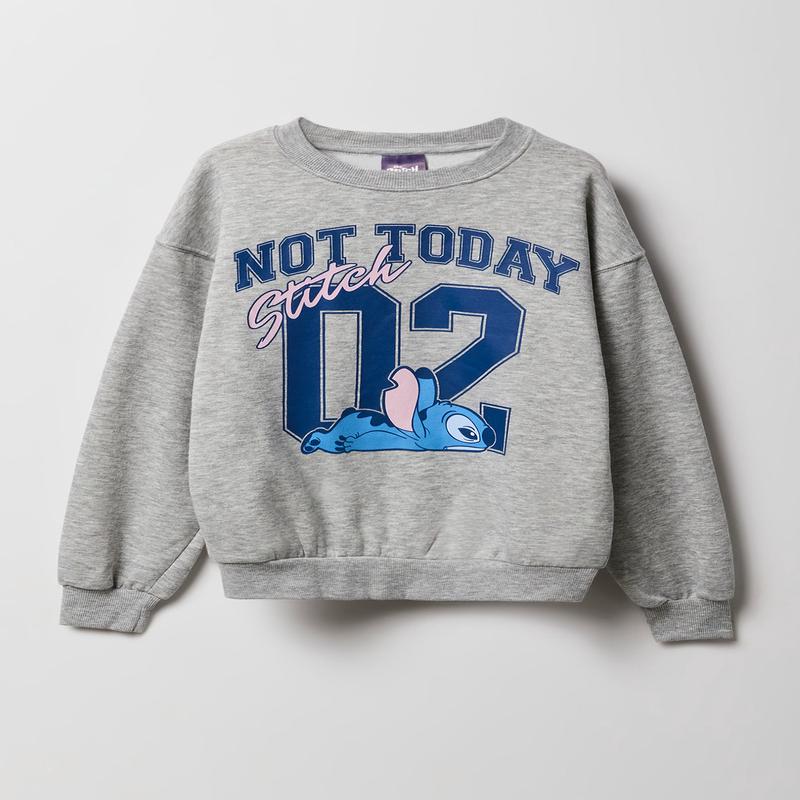 Kids Not Today Stitch Graphic Fleece Sweatshirt