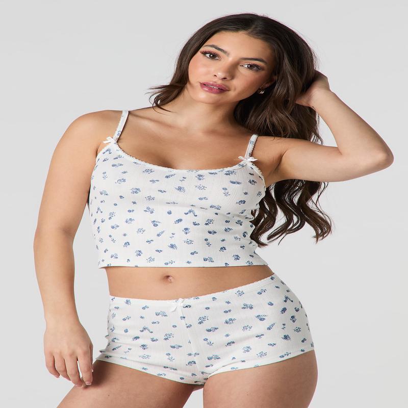 Pointelle Cami & Shortie 2 Piece Pajama Set