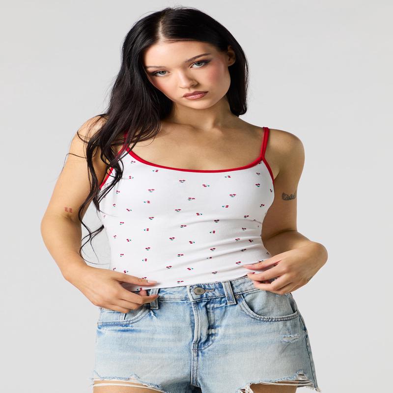 Ribbed Scoop Neck Cami with Built-in Cups