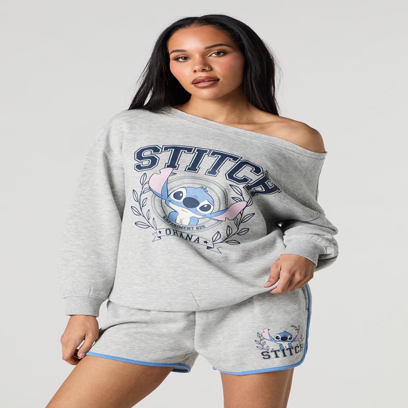 Stitch Graphic Fleece Dolphin Short