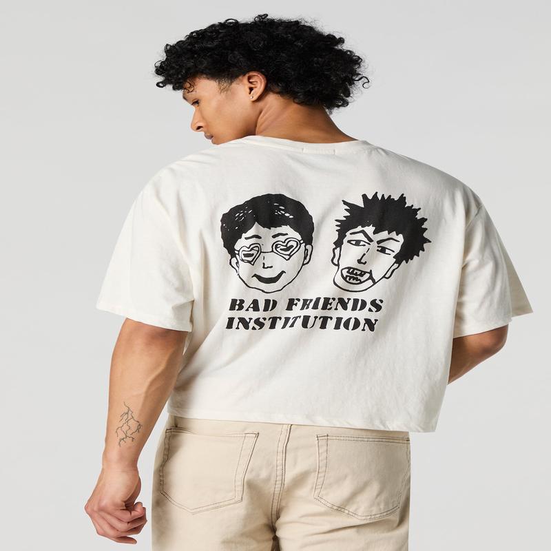 T-shirt carr  imprim Bad Friends Institution