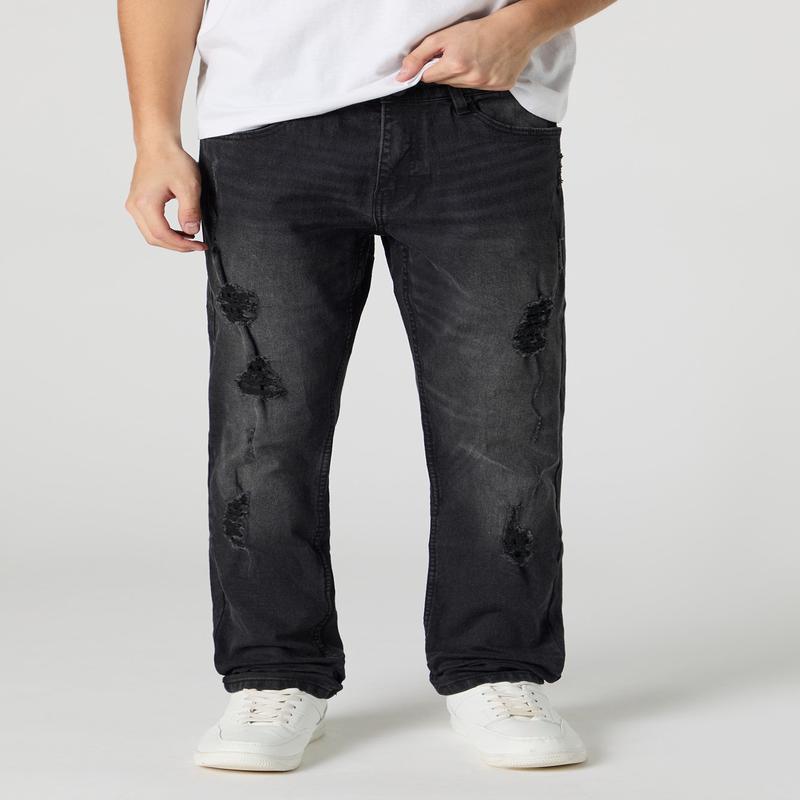 Black Distressed Stretch Slim Jean