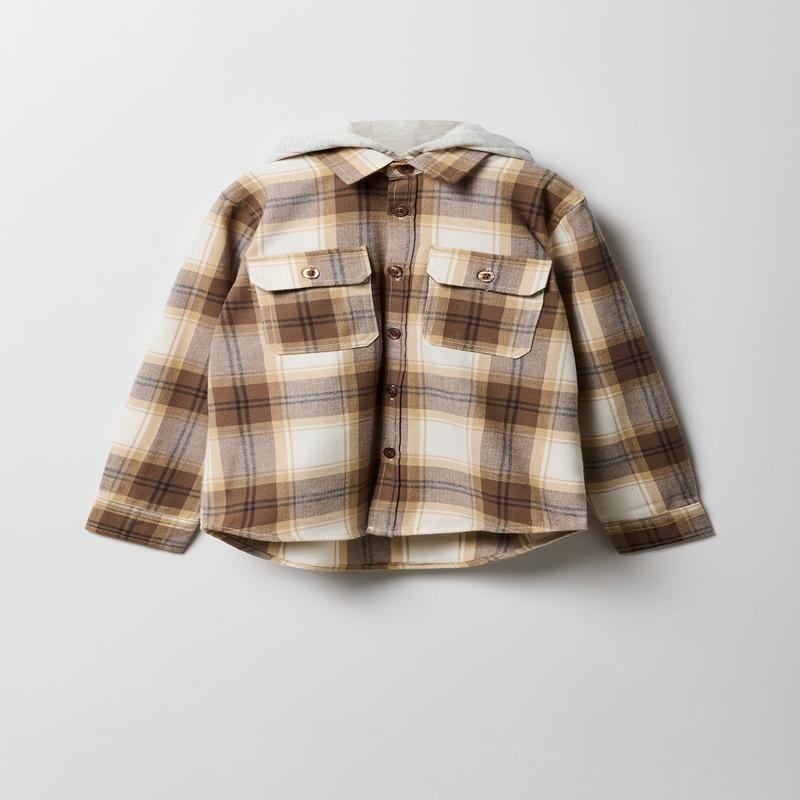 Boys Plaid Flannel Shacket