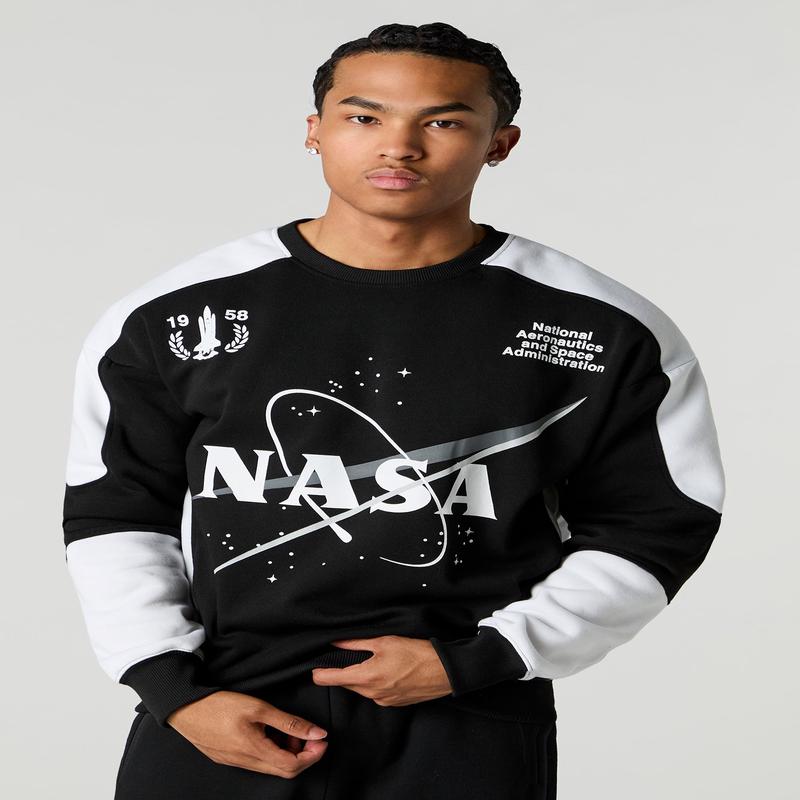 Chandail en molleton  blocs de couleurs et imprim NASA