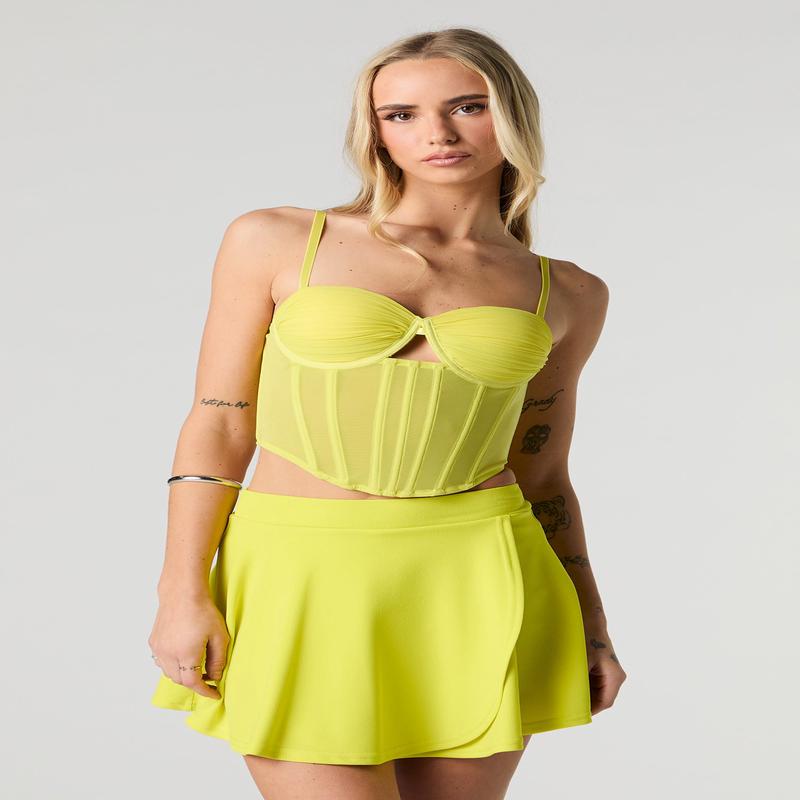 Crepe Foldover Mini Skort