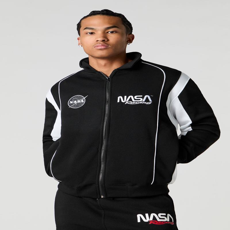 NASA Graphic & Embroidered Fleece Zip-Up Jacket