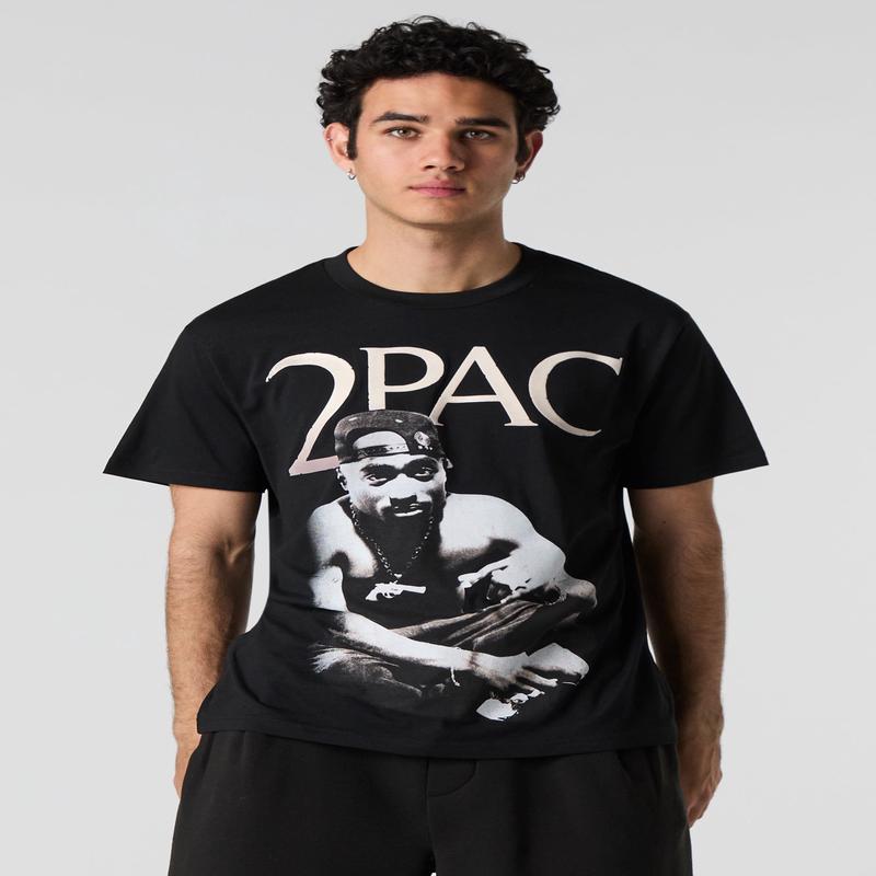 T-shirt  imprim en relief Tupac