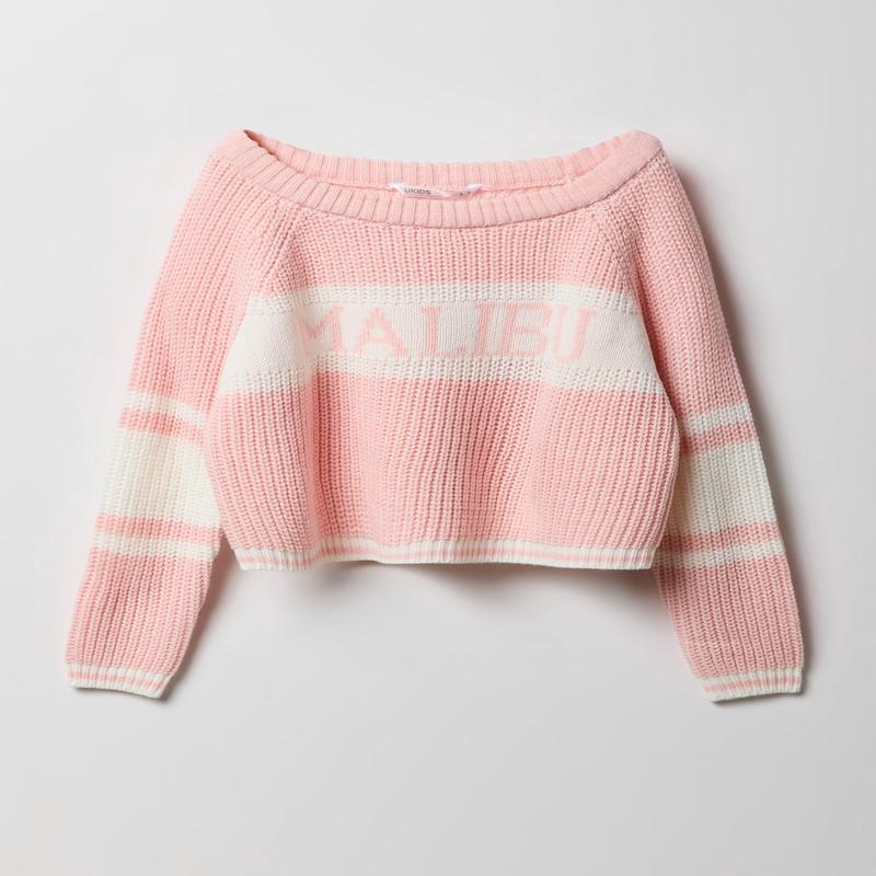 Girls City Striped Jacquard Knit Sweater