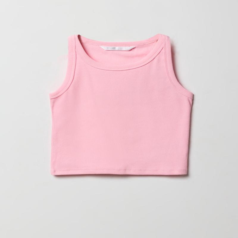 Girls Ribbed High Neck Tank