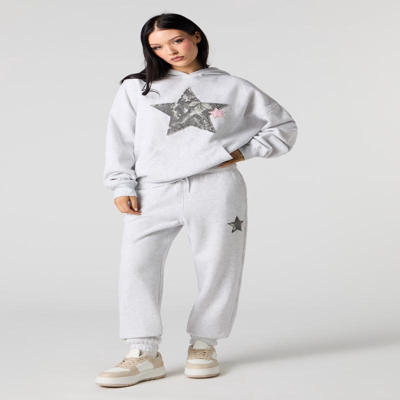 Jogger en molleton classique  applique d'toile