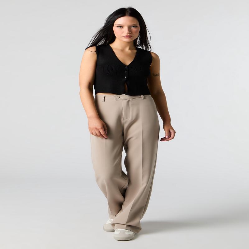 Pantalon habill  jambe droite pliss