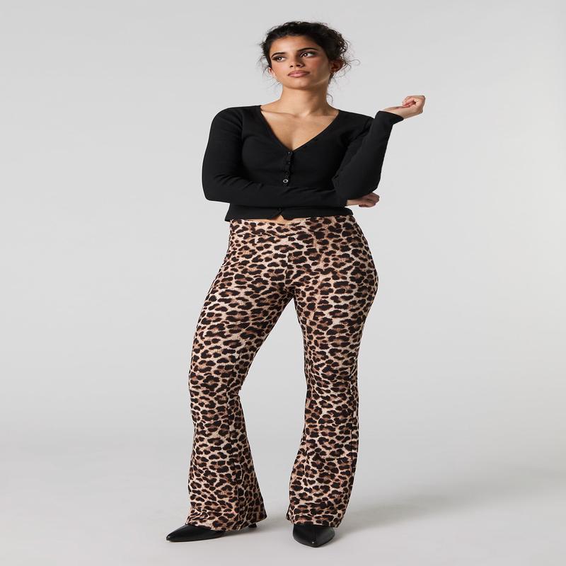 Printed Soft Foldover Waist Flare Pant