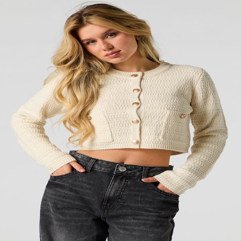 Cardigan boutonn en tricot textur