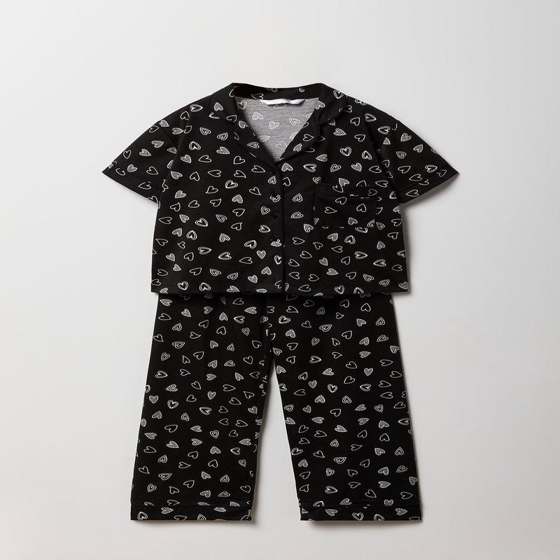 Girls Button-Up Top & Pant  2 Piece Pajama Set