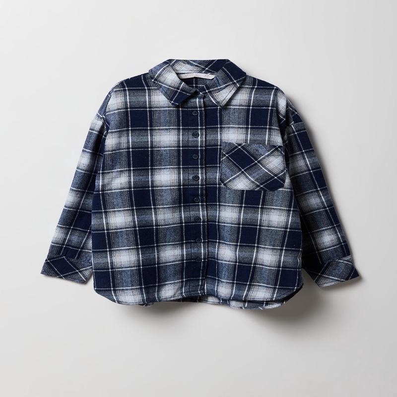 Girls Oversized Plaid Flannel Top