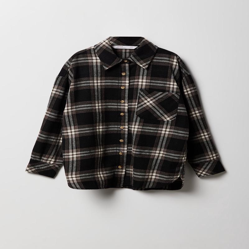 Haut surdimensionn en flanelle  carreaux pour fille