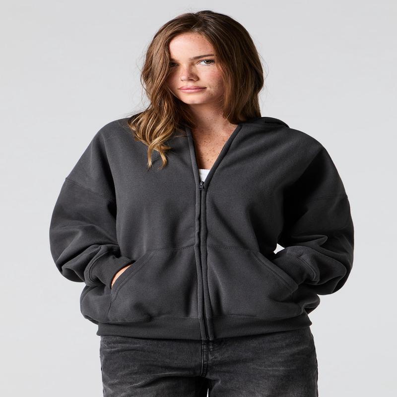 Oversized Fleece Zip-Up Hoodie