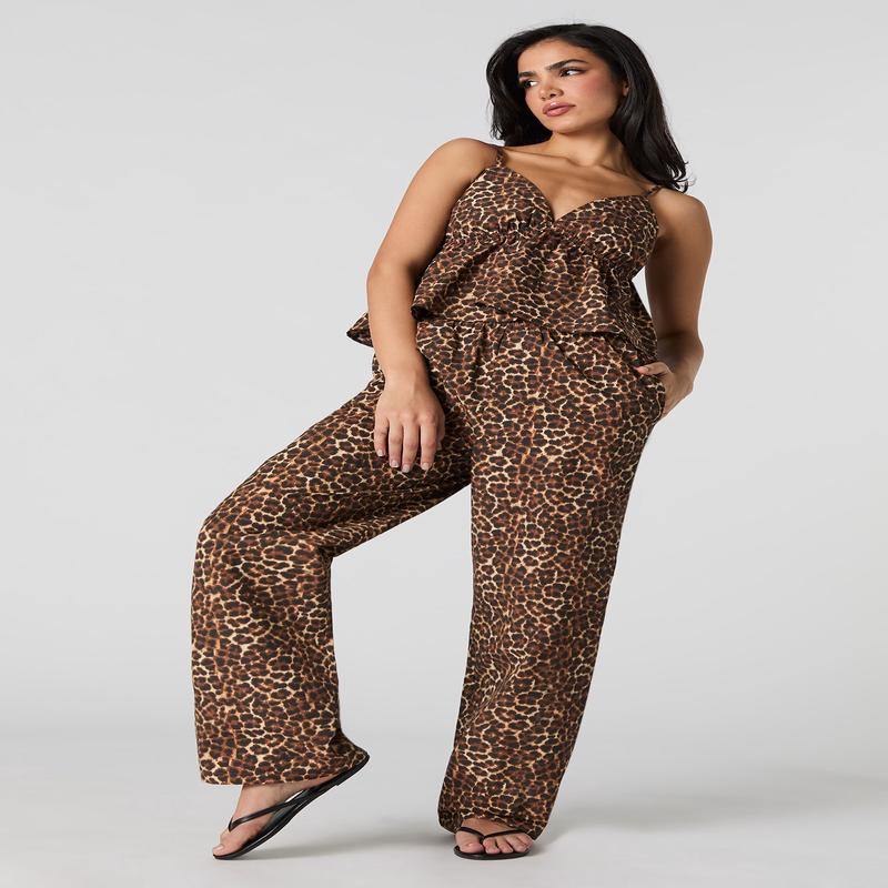 Pantalon en popeline  jambe droite