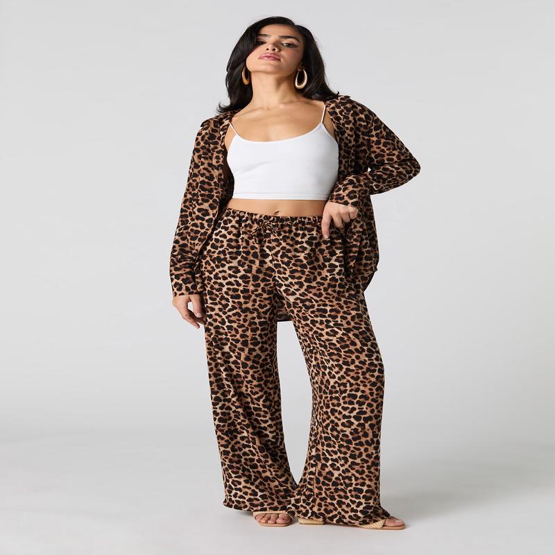 Pantalon fluide imprim  taille coulissante