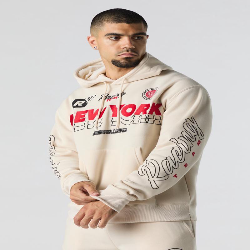 Racing Team Embroidered Graphic Fleece Hoodie