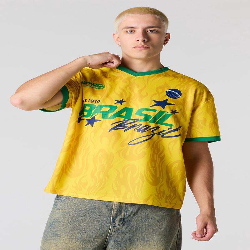Brazil Graphic Mesh Soccer Jersey
