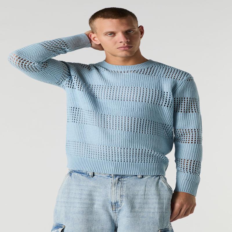 Chndail en tricot ouvert ray