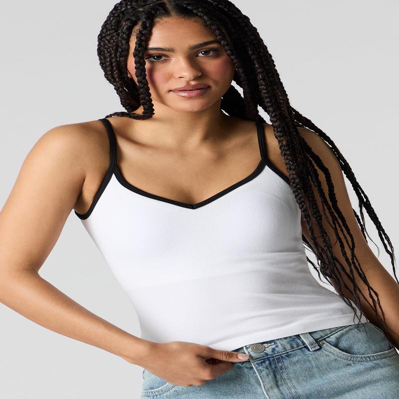 Dbardeur ctel sans couture contrastant  encolure en V