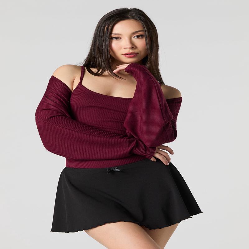 Ensemble camisole et cardigan en tricot ctel