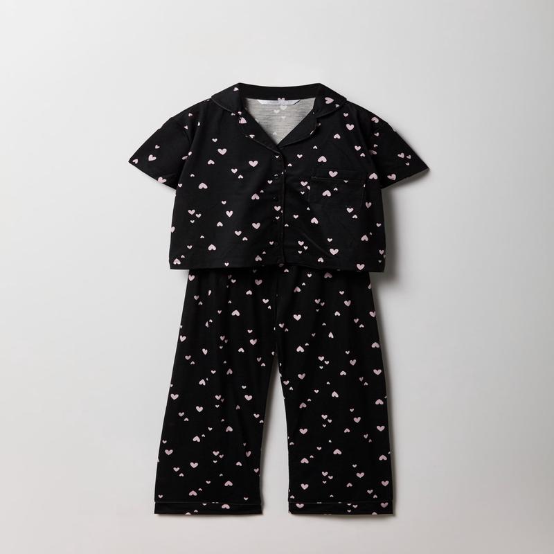 Girls Button-Up Top & Pant Pajama Set