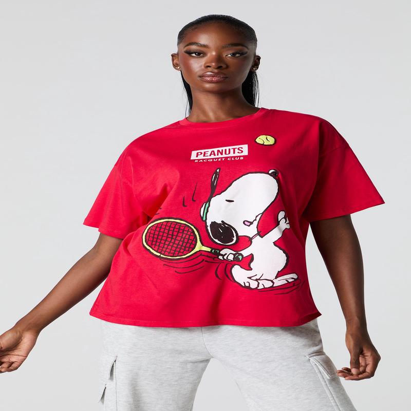 Peanuts Snoopy Puff Print Boyfriend T-Shirt