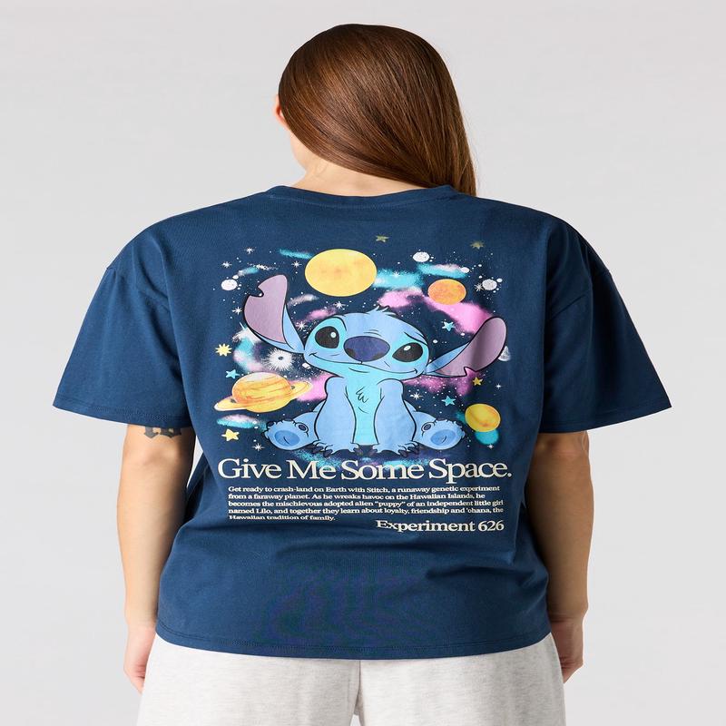 Stitch Space HD Print Boyfriend T-Shirt