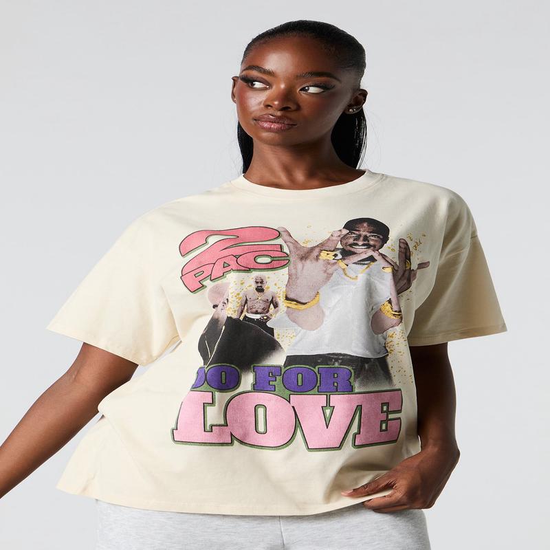 T-shirt de coupe garonne  imprim Tupac