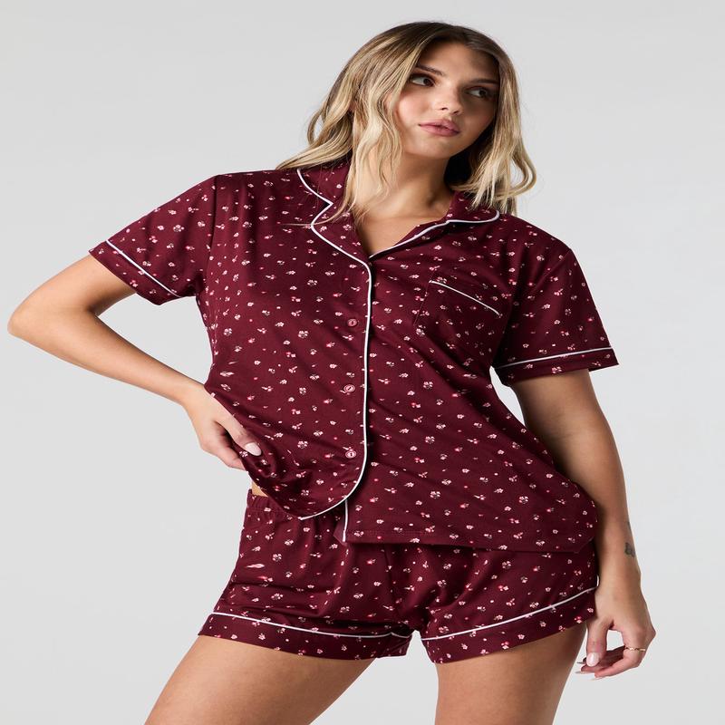 Ensemble pyjama avec haut boutonn ctel et short