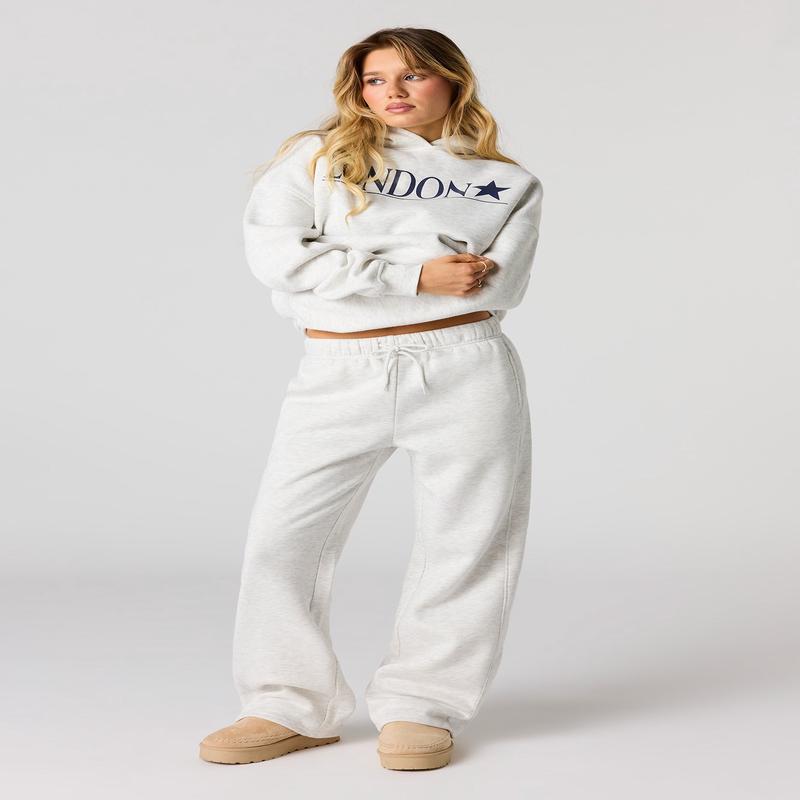London Graphic Wide Leg Fleece Sweatpant