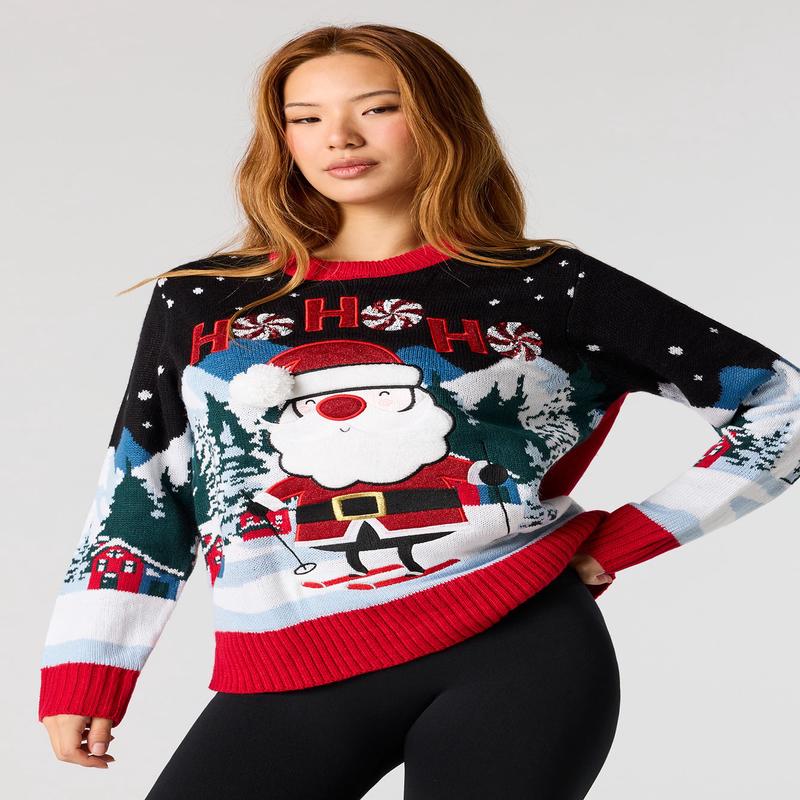 Skiing Santa Christmas Sweater