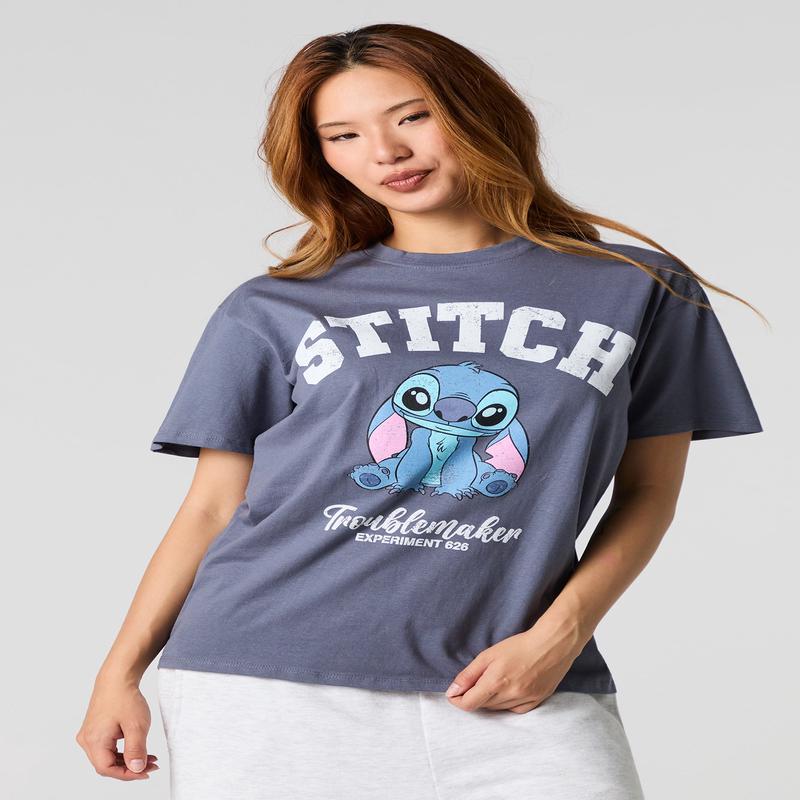 Stitch Troublemaker Graphic Boyfriend T-Shirt